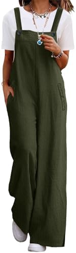 Casual Corduroy Overalls Adjustable Straps Baggy Pants Wide…