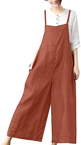Casual Loose Boyfriend Bib Pants Summer Wide Leg Cotton Jum…