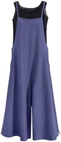 Casual Loose Long Bib Pants Wide Leg Jumpsuits Baggy Cotton…