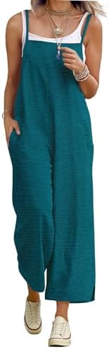 Casual Summer Jumpsuits Wide Leg Cropped Overalls Adjustabl…
