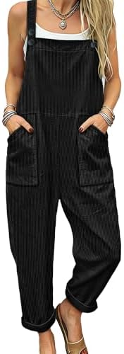 Fall Loose Fit Casual Corduroy Bib Overalls for Women XL PC…