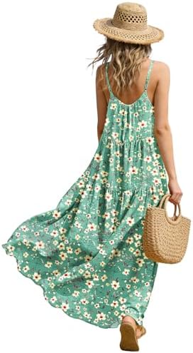 Summer Bohemian Floral Dresses for Women Spaghetti Straps M…