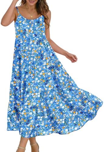 Summer Bohemian Floral Dresses for Women Spaghetti Straps M…