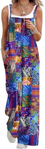 Summer Boho Cotton Casual Jumpsuits Wide Leg Overalls Flora…