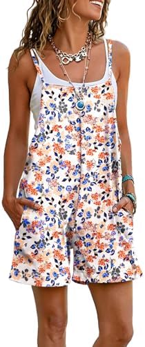 Summer Casual Loose Rompers Sleeveless Boho Floral Spaghett…