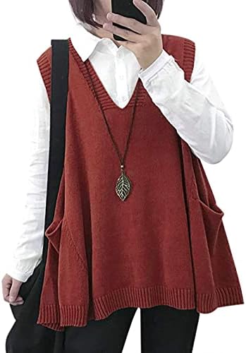 Sweater Vest Women Loose Swing Cotton Cute Oversized Knit P…