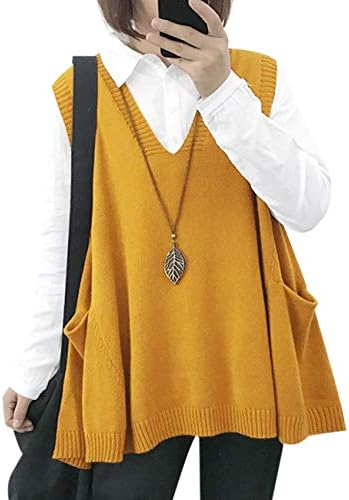 Sweater Vest Women Loose Swing Cotton Cute Oversized Knit P…
