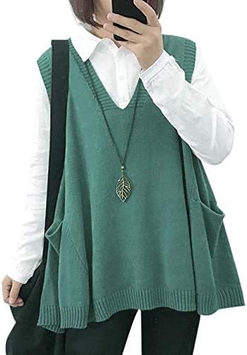 Sweater Vest Women Loose Swing Cotton Cute Oversized Knit P…