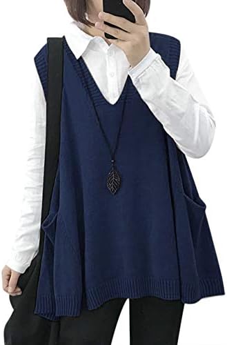 Sweater Vest Women Loose Swing Cotton Cute Oversized Knit P…