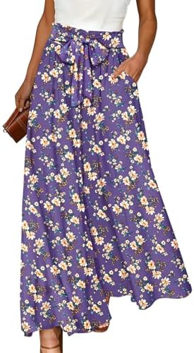 Wide Leg Pants High Waisted Floral Boho Palazzo Culottes Ca…